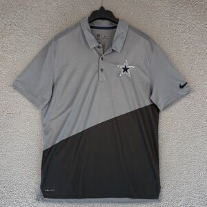Dallas Cowboys Nike Dri-Fit men’s Large polo shirt Two-Tone Gray NFL Football